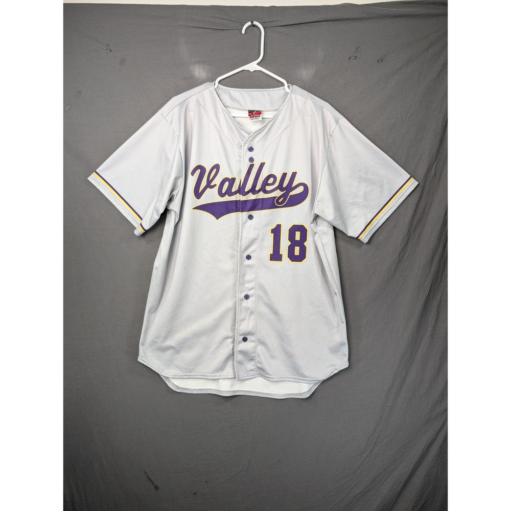 Alleson Athletic Valley 18 Baseball Jersey Grey Purple Mens Large